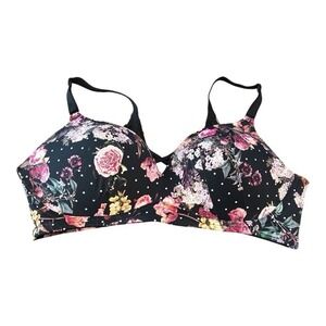 Torrid Floral Bra with Black and Pink Accents